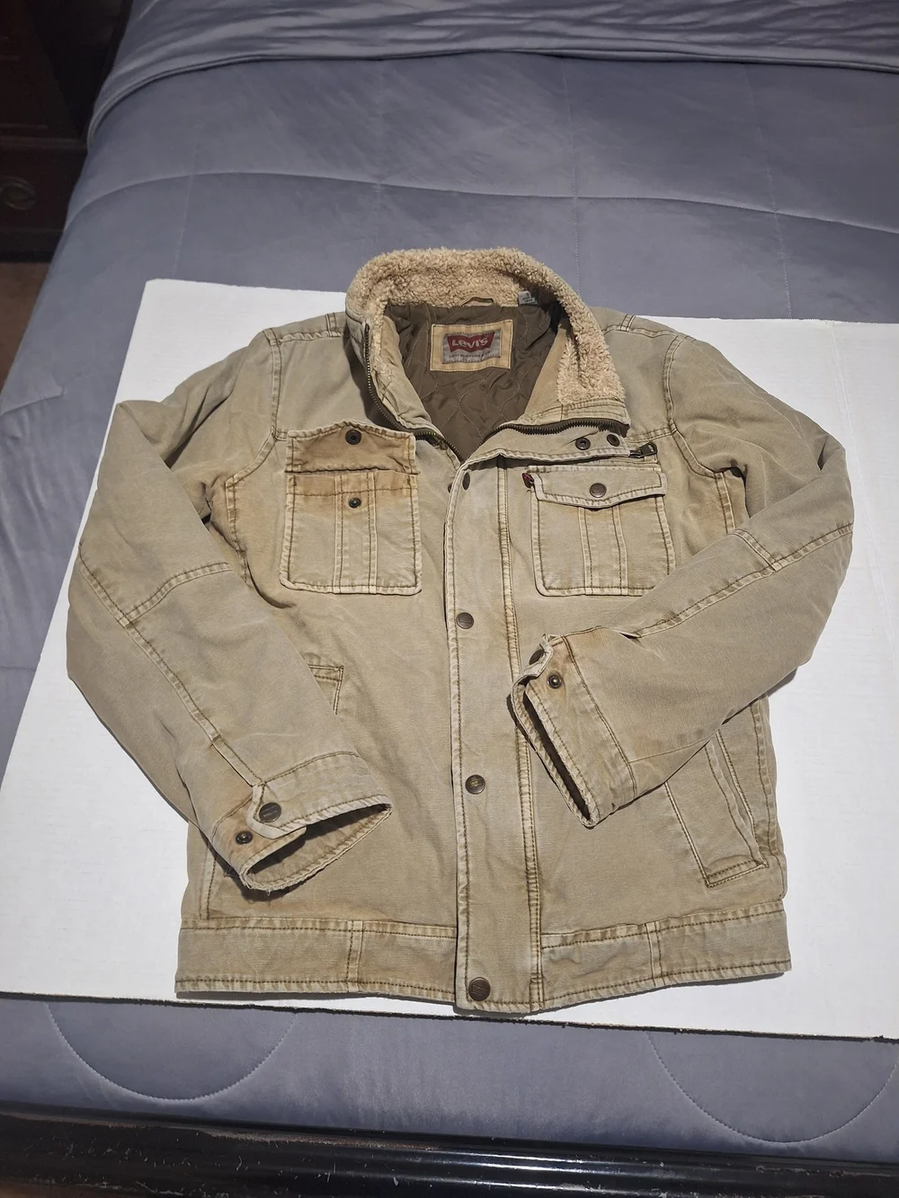 Levi's Men's Khaki Canvas Sherpa Collar Field Jacket